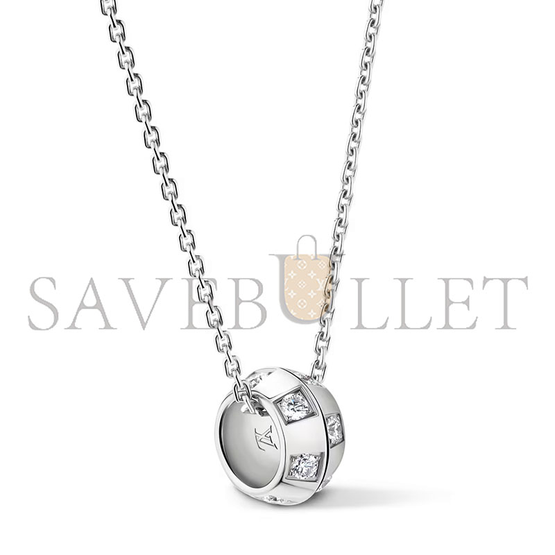 l0vis vvtt0n le damier de pendant, white gold and D1am0nds q03889